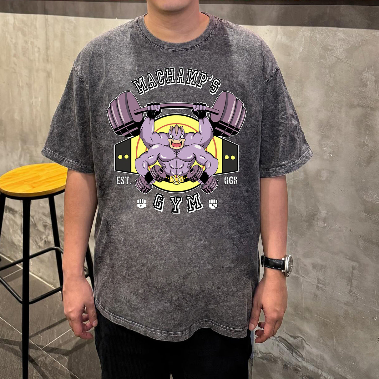 PKM Machamp Purple 2 Gym Printed Bootleg Rap Tee