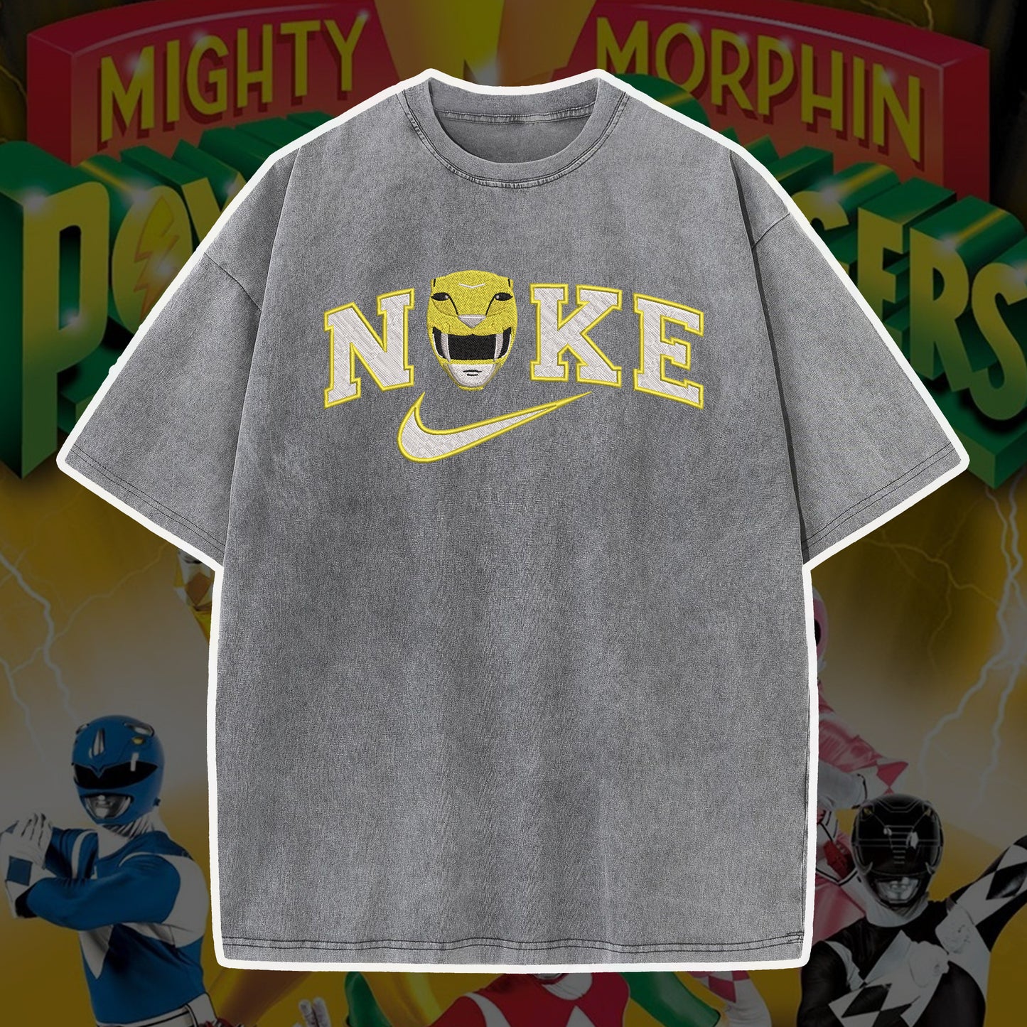 Personalized Embroidered Mighty Morphin Power Rangers NKE Bootleg Rap Tee