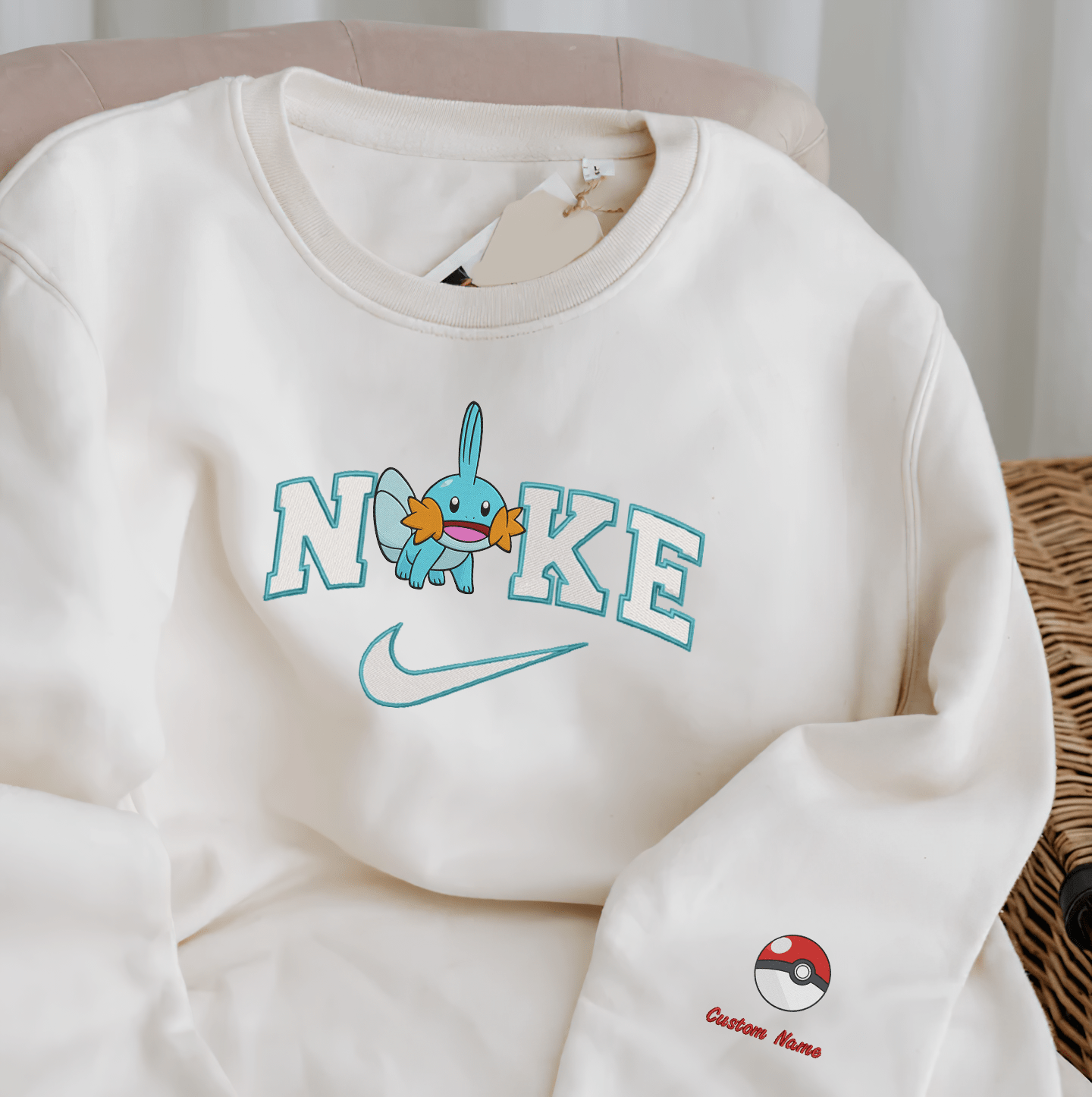 Embroidered PKM Mudkip Custom Hoodie T-Shirt Sweatshirt