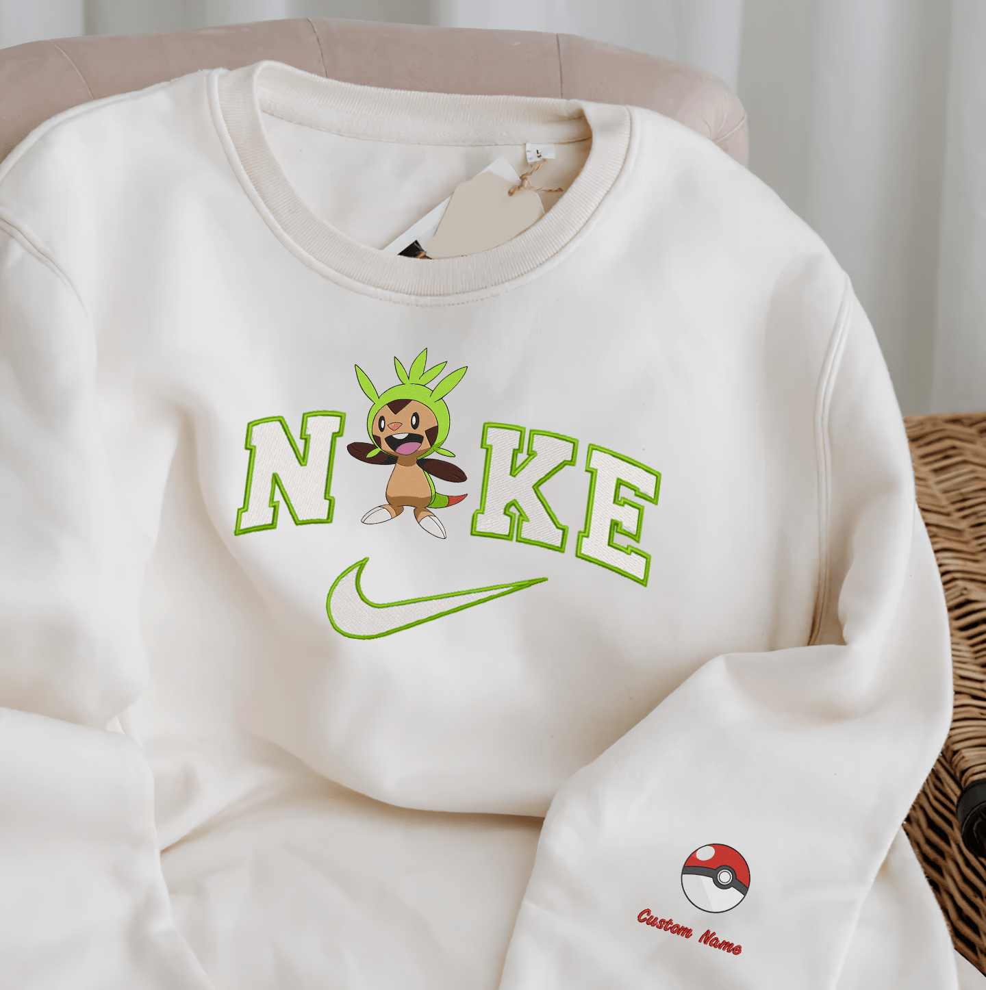 Embroidered PKM Chespin Custom Hoodie T-Shirt Sweatshirt