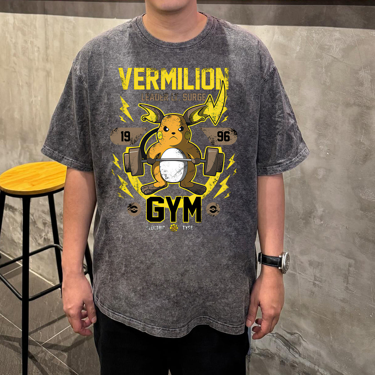 PKM Vermilion Gym Printed Bootleg Rap Tee