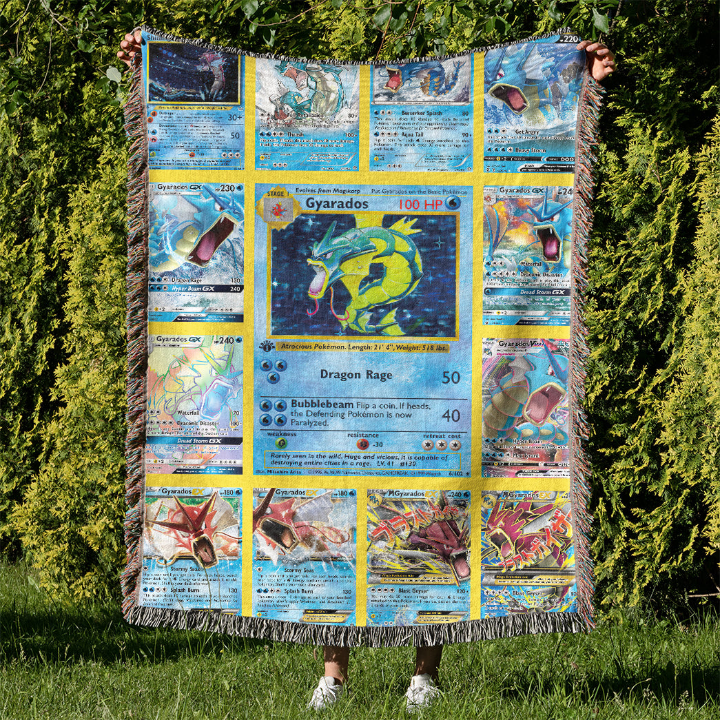 Anime PKM Gyarados Cards Version 2 Custom Woven Blanket