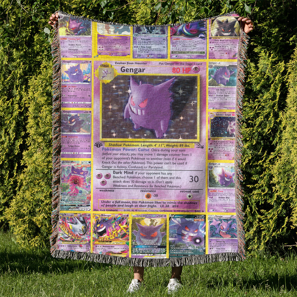 Anime PKM Gengar Cards Custom Woven Blanket