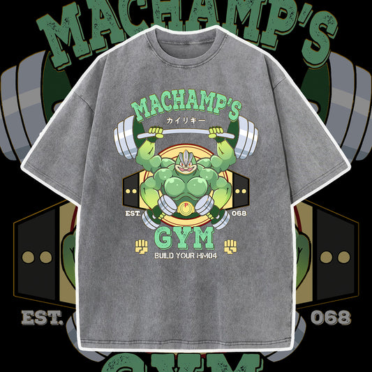 PKM Machamp Green Gym Printed Bootleg Rap Tee