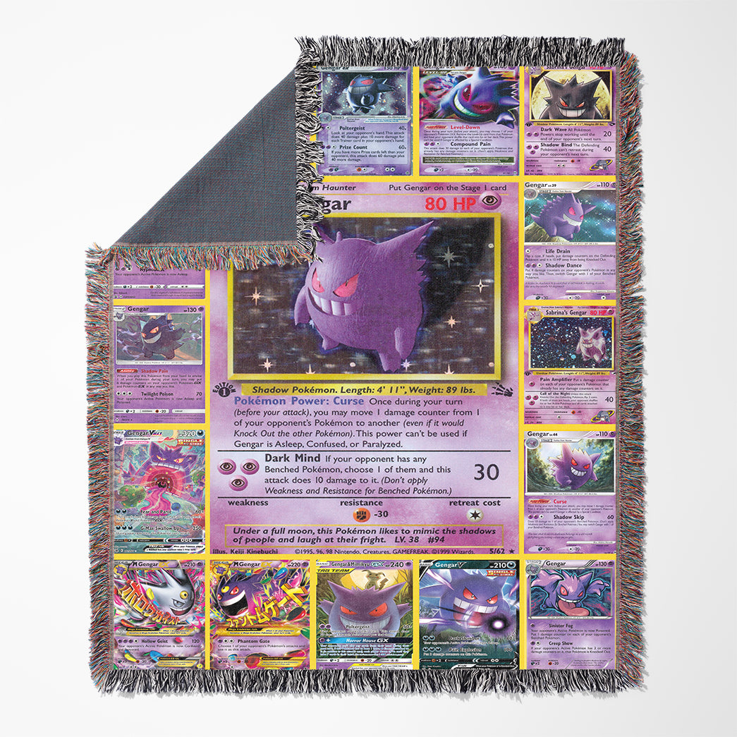 Anime PKM Gengar Cards Custom Woven Blanket