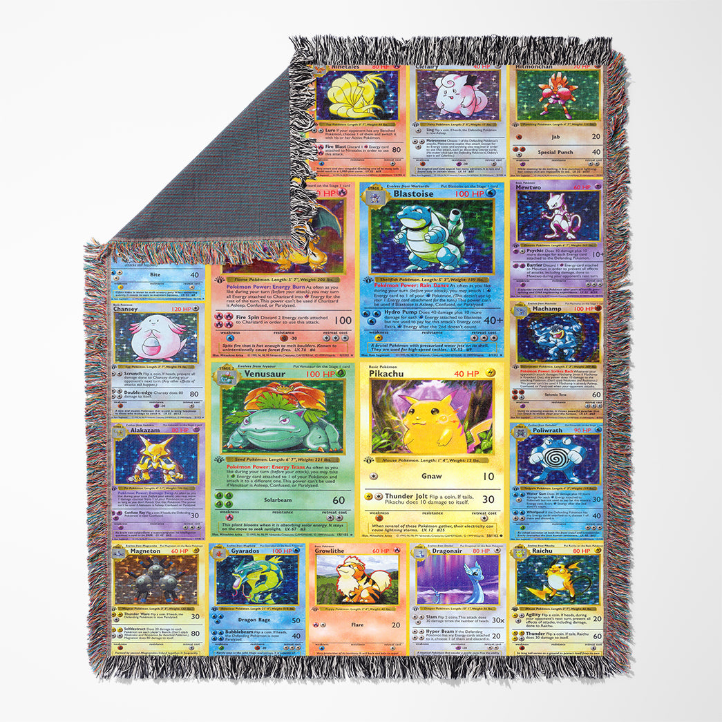 Anime PKM 1st Edition Cards Custom Woven Blanket