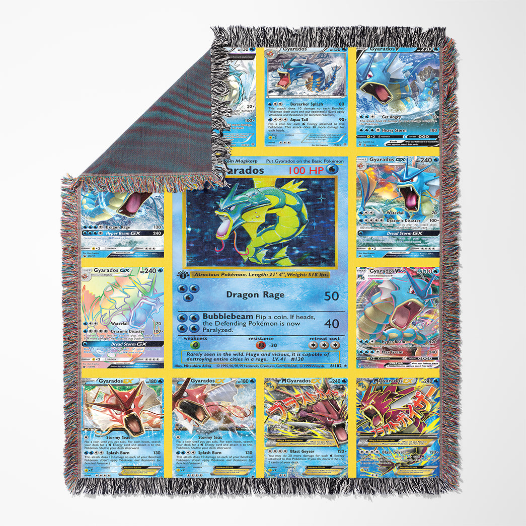 Anime PKM Gyarados Cards Version 2 Custom Woven Blanket