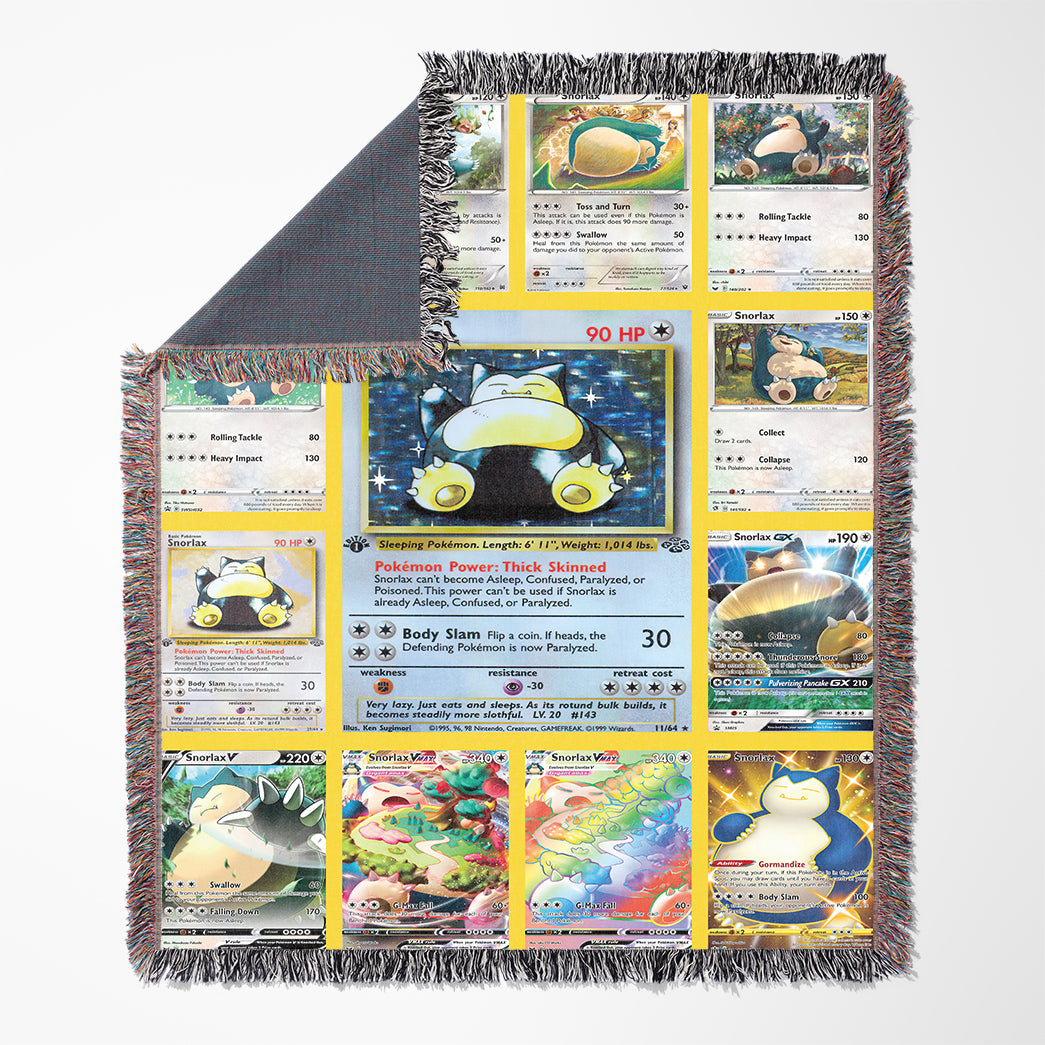 Anime PKM Snorlax Cards Version 2 Custom Woven Blanket