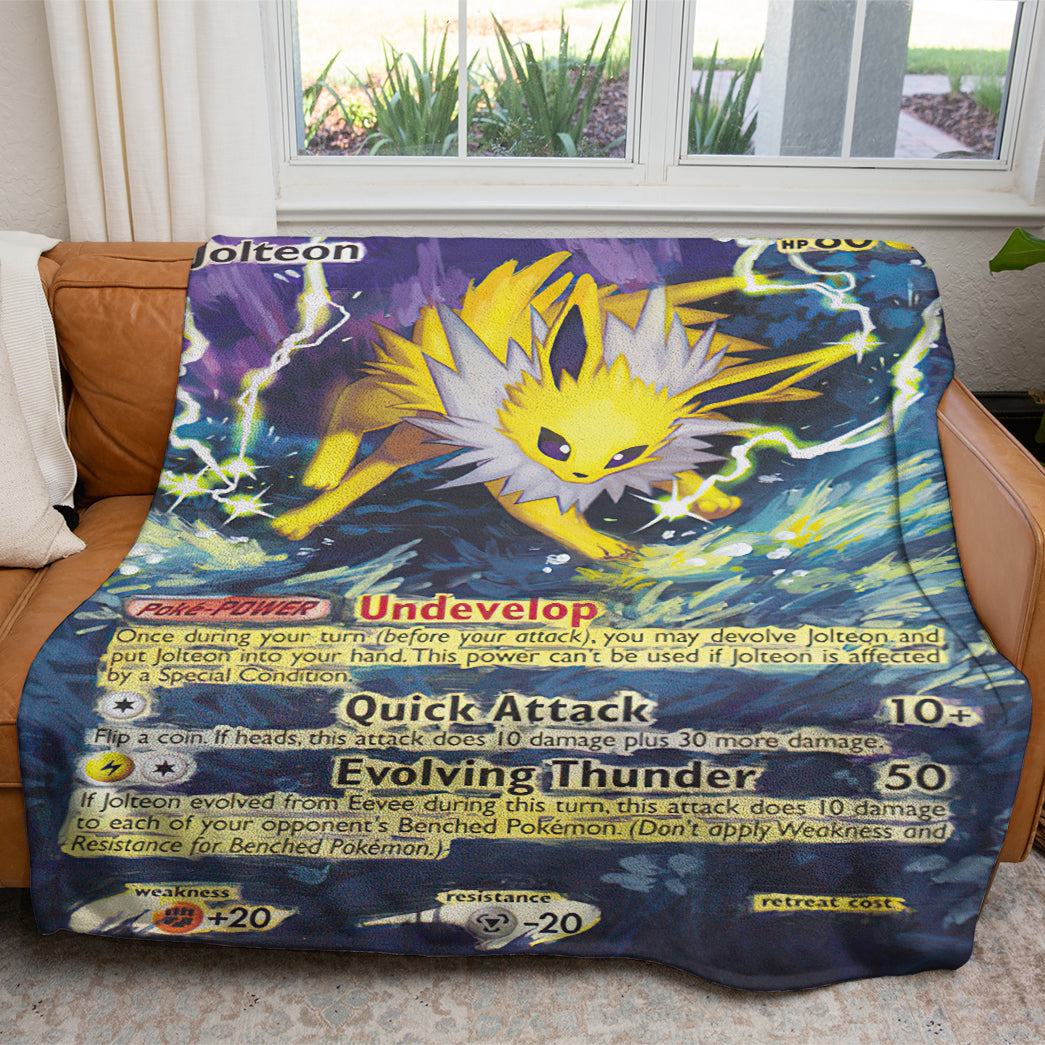 Anime PKM Painted Jolteon Custom 2-Side Printed Thicken Soft Blanket