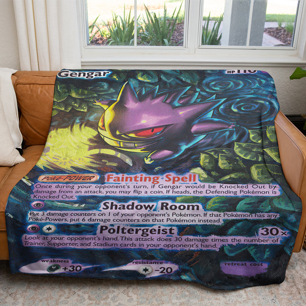 Anime PKM Painted Gengar Custom 2-Side Printed Thicken Soft Blanket