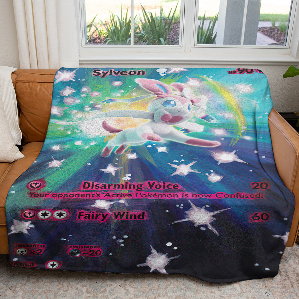 Anime PKM Painted Sylveon Custom 2-Side Printed Thicken Soft Blanket