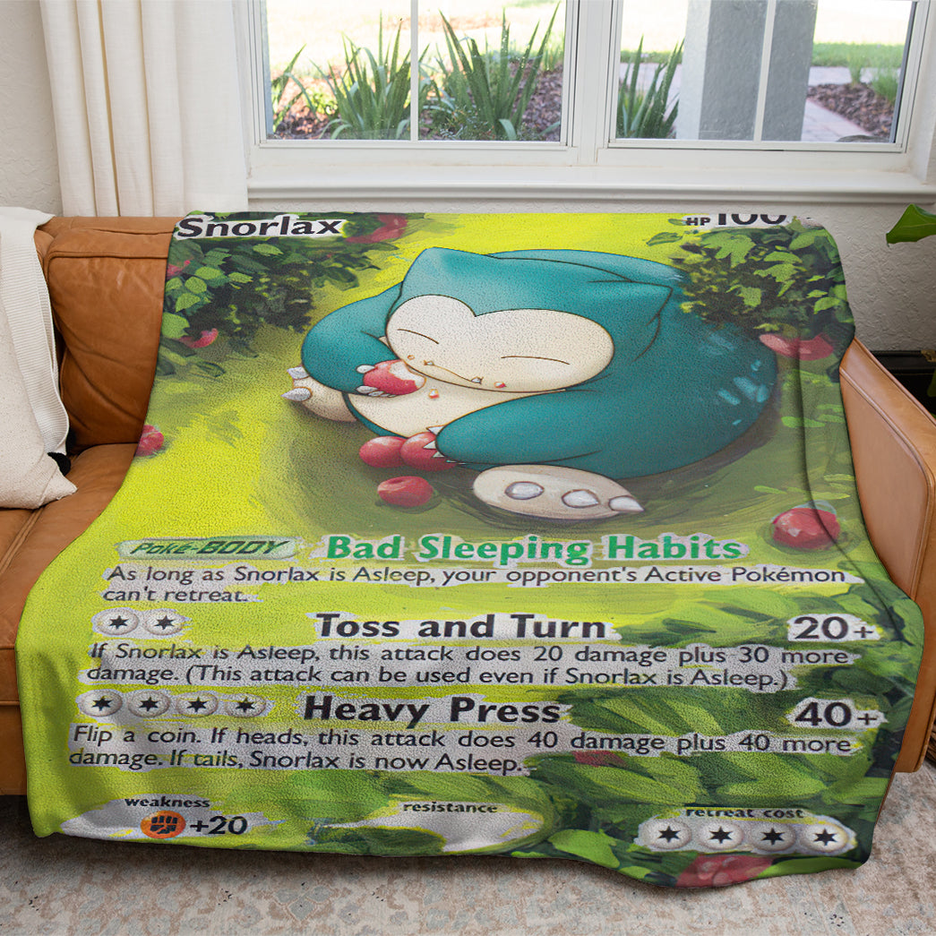 Anime PKM Painted Snorlax Custom 2-Side Printed Thicken Soft Blanket