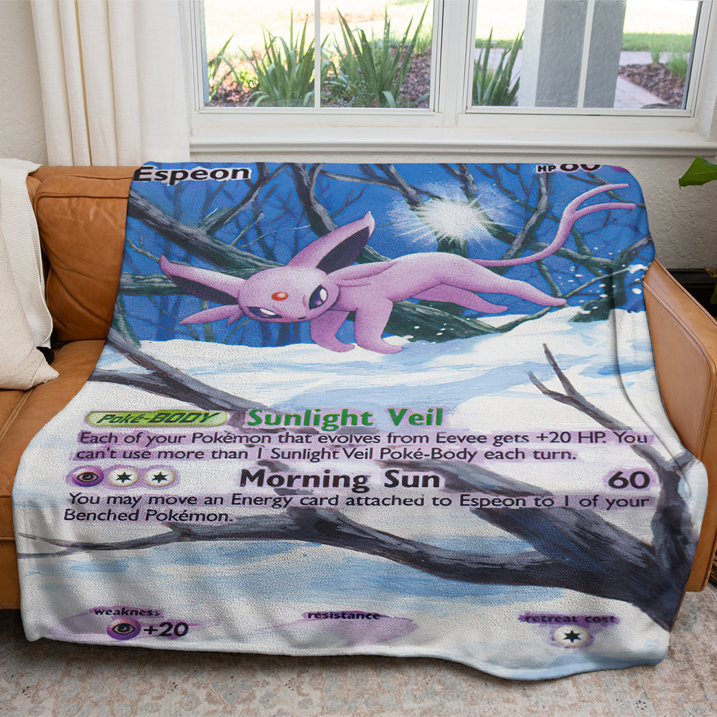 Anime PKM Painted Espeon Custom 2-Side Printed Thicken Soft Blanket