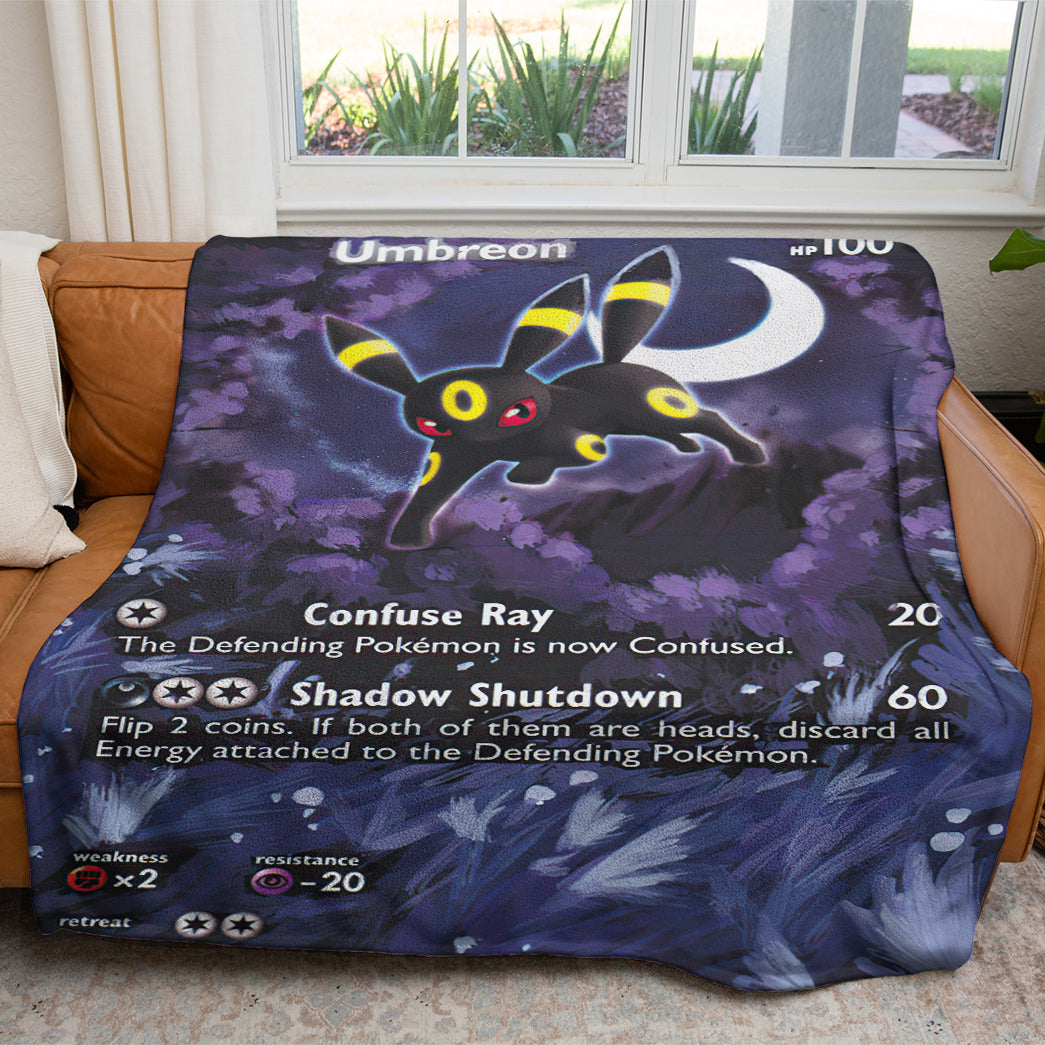 Anime PKM Painted Umbreon Custom 2-Side Printed Thicken Soft Blanket