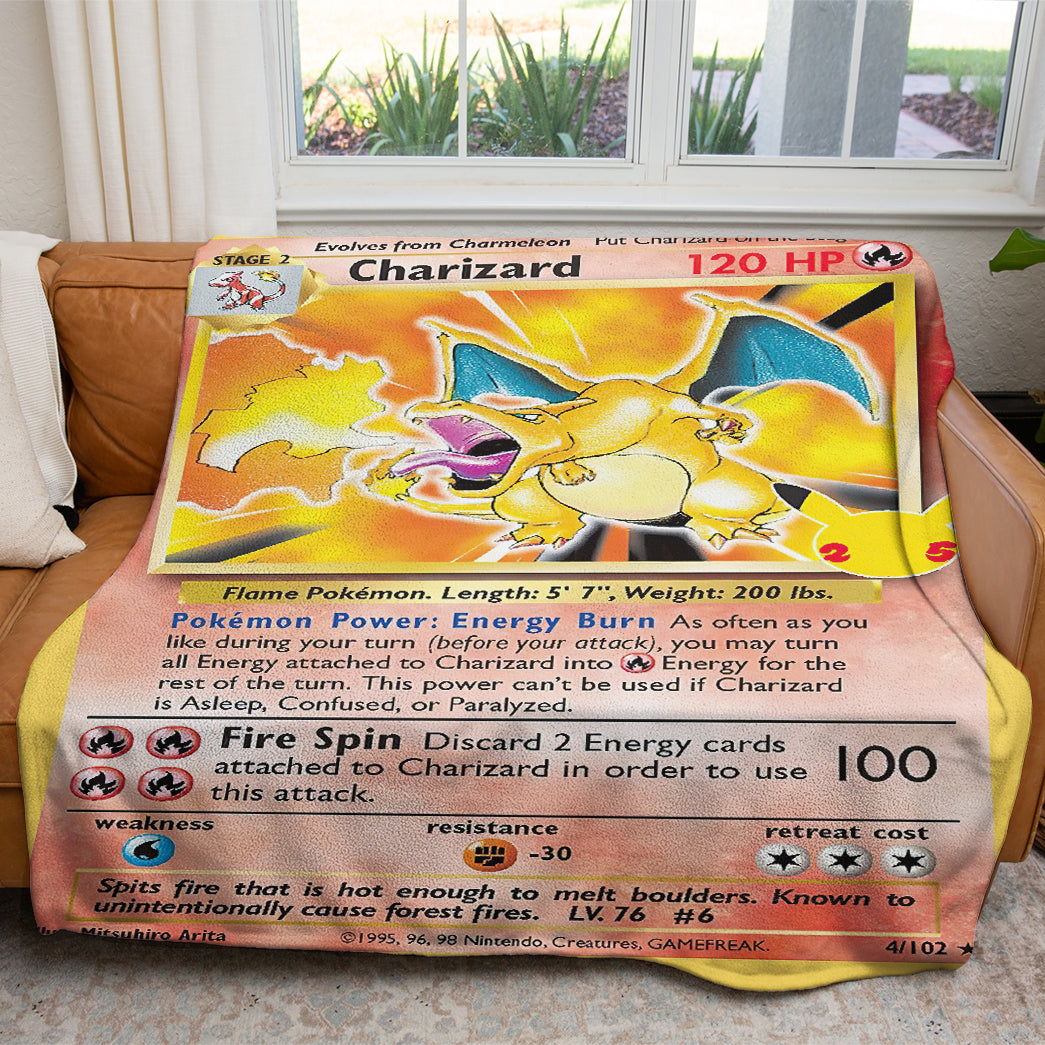 Charizard Celebrations Custom 2-Side Printed Thicken Soft Blanket