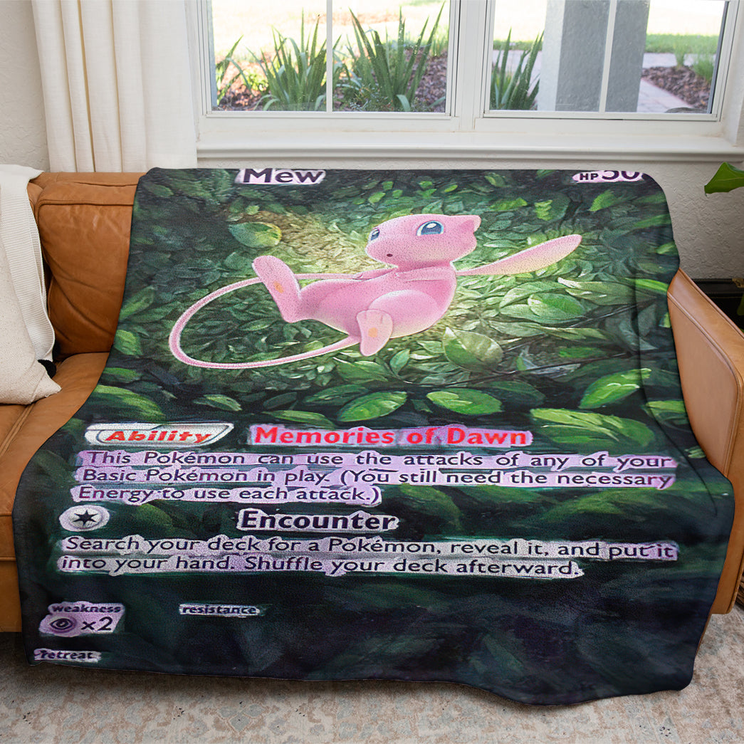 Anime PKM Painted Mew Custom 2-Side Printed Thicken Soft Blanket