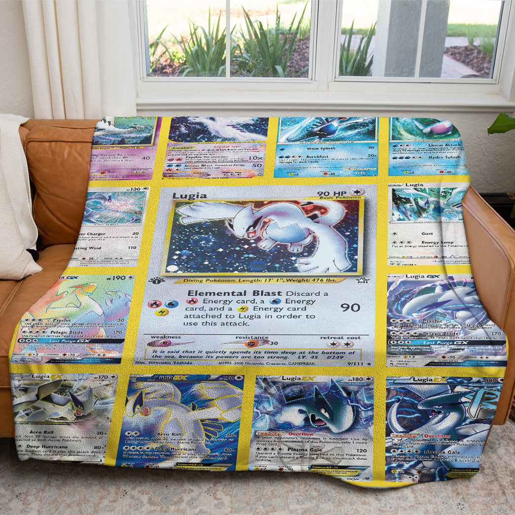 Anime PKM Lugia Cards Version 2 Custom Woven Blanket