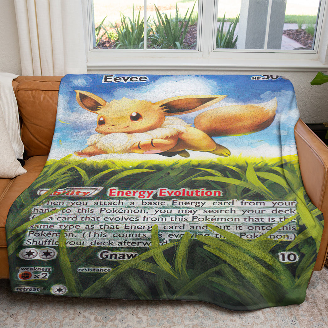 Anime PKM Painted Eevee Custom 2-Side Printed Thicken Soft Blanket