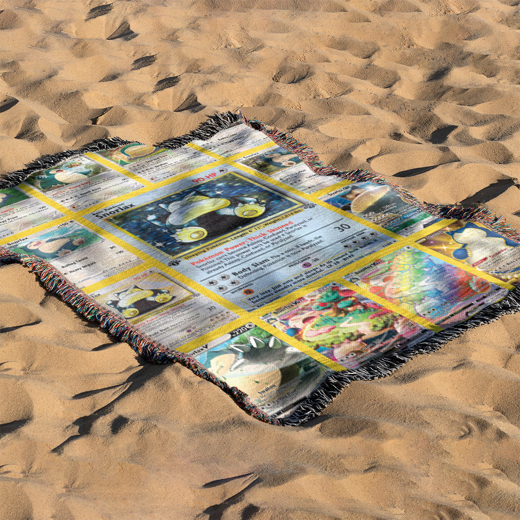 Anime PKM Snorlax Cards Version 2 Custom Woven Blanket