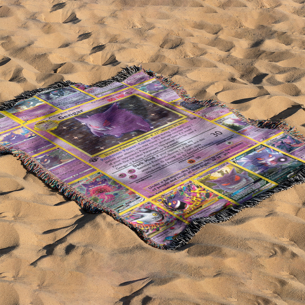 Anime PKM Gengar Cards Custom Woven Blanket