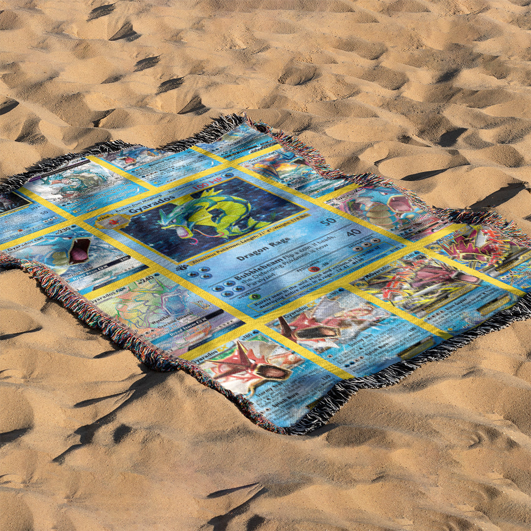 Anime PKM Gyarados Cards Version 2 Custom Woven Blanket