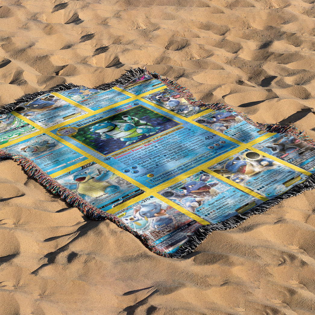 Anime PKM Blastoise Cards Version 2 Custom Woven Blanket