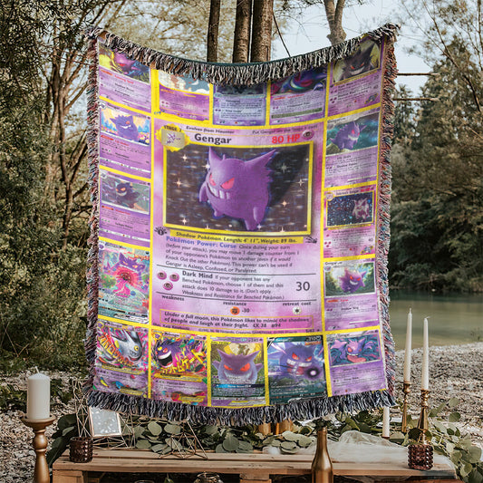 Anime PKM Gengar Cards Custom Woven Blanket