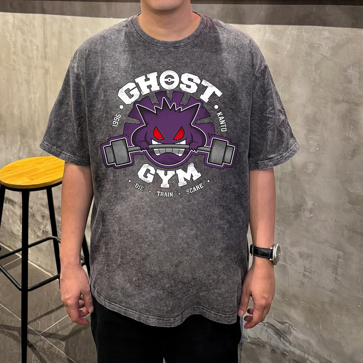 PKM Ghost Gym Printed Bootleg Rap Tee