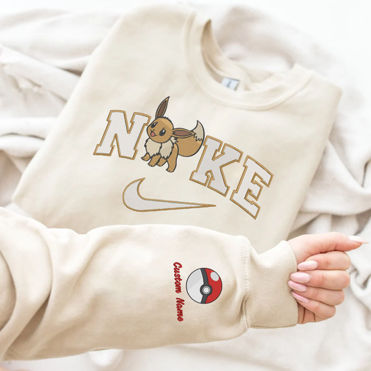 Embroidered PKM Eevee Custom Hoodie T-Shirt Sweatshirt