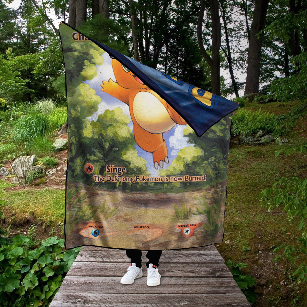 Anime PKM Painted Charmander Custom 2-Side Printed Thicken Soft Blanket