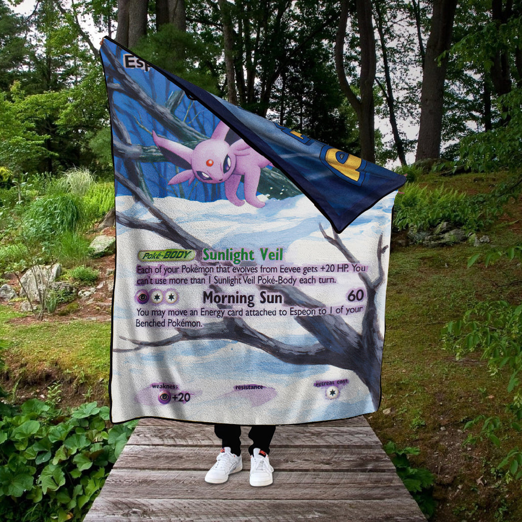 Anime PKM Painted Espeon Custom 2-Side Printed Thicken Soft Blanket