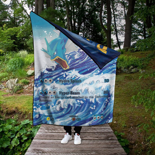 Anime PKM Painted Gyarados Custom 2-Side Printed Thicken Soft Blanket