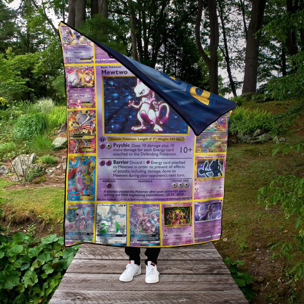 Anime PKM Mewtwo Cards Custom Woven Blanket