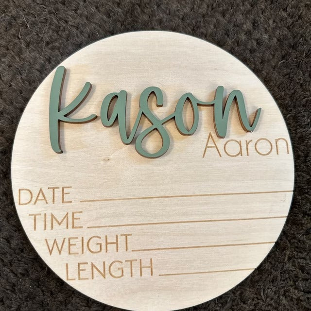 Personalized Baby Announcement Sign With Birth Stats