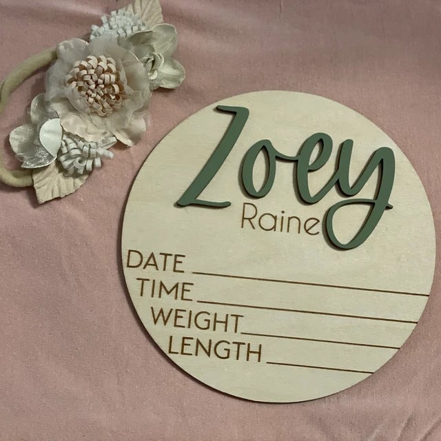 Personalized Baby Announcement Sign With Birth Stats