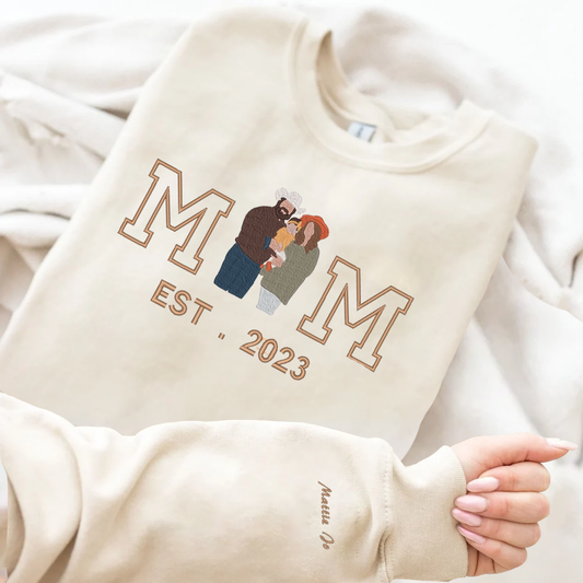 Mother's Day Personalized Embroidered Family Photo Hoodie Sweatshirt T-Shirt