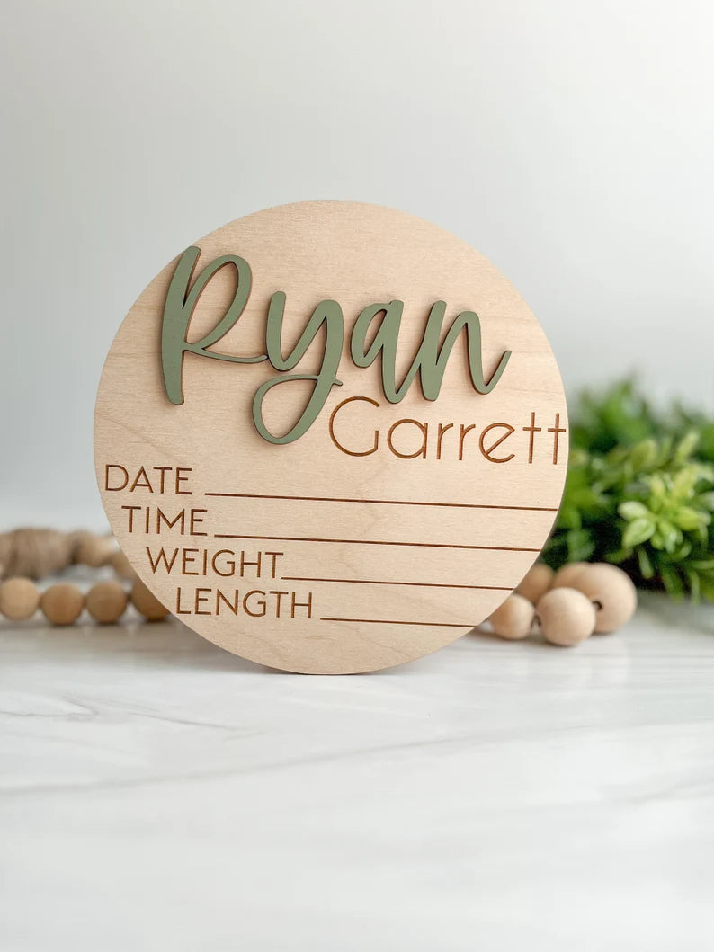 Personalized Baby Announcement Sign With Birth Stats Footprint Sign For Newborn