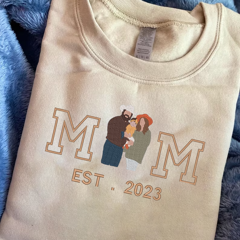 Mother's Day Personalized Embroidered Family Photo Hoodie Sweatshirt T-Shirt