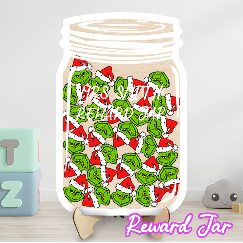 Personalized Christmas The Grinch Reward Jar