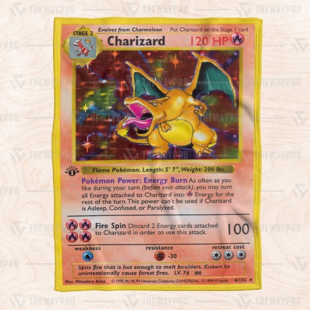 Pkm Charizard Card Custom Soft Blanket