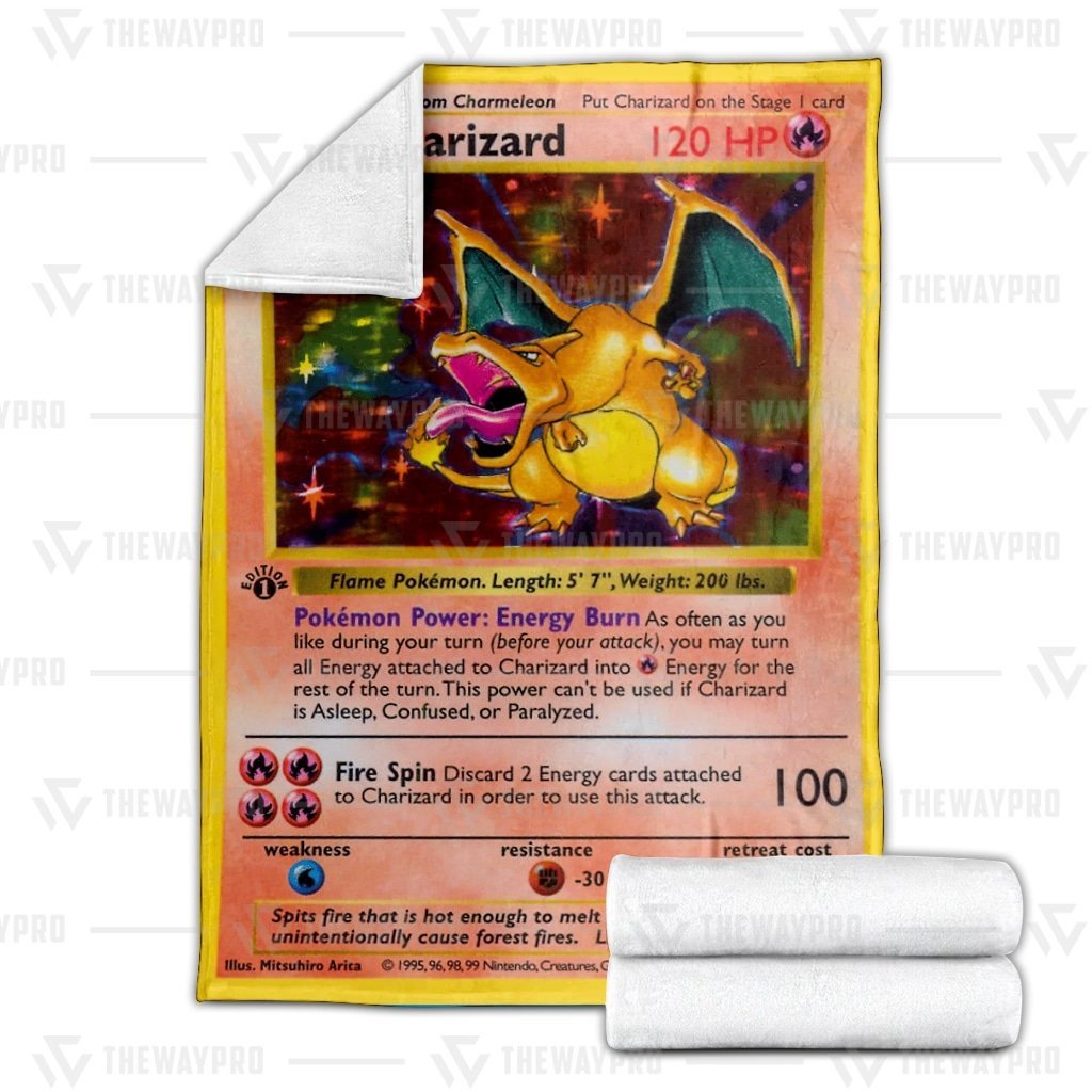 Pkm Charizard Card Custom Soft Blanket