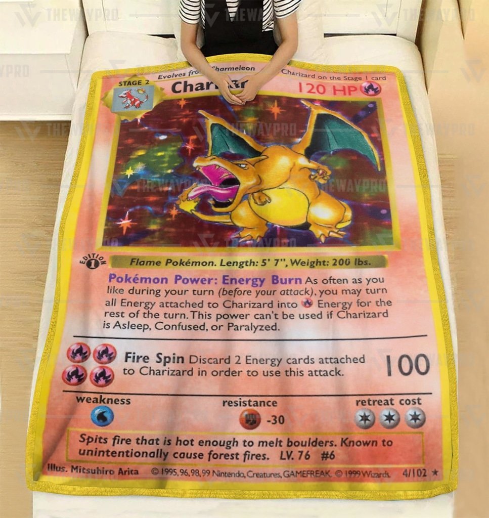 Pkm Charizard Card Custom Soft Blanket