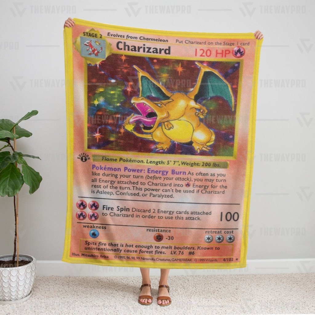 Pkm Charizard Card Custom Soft Blanket