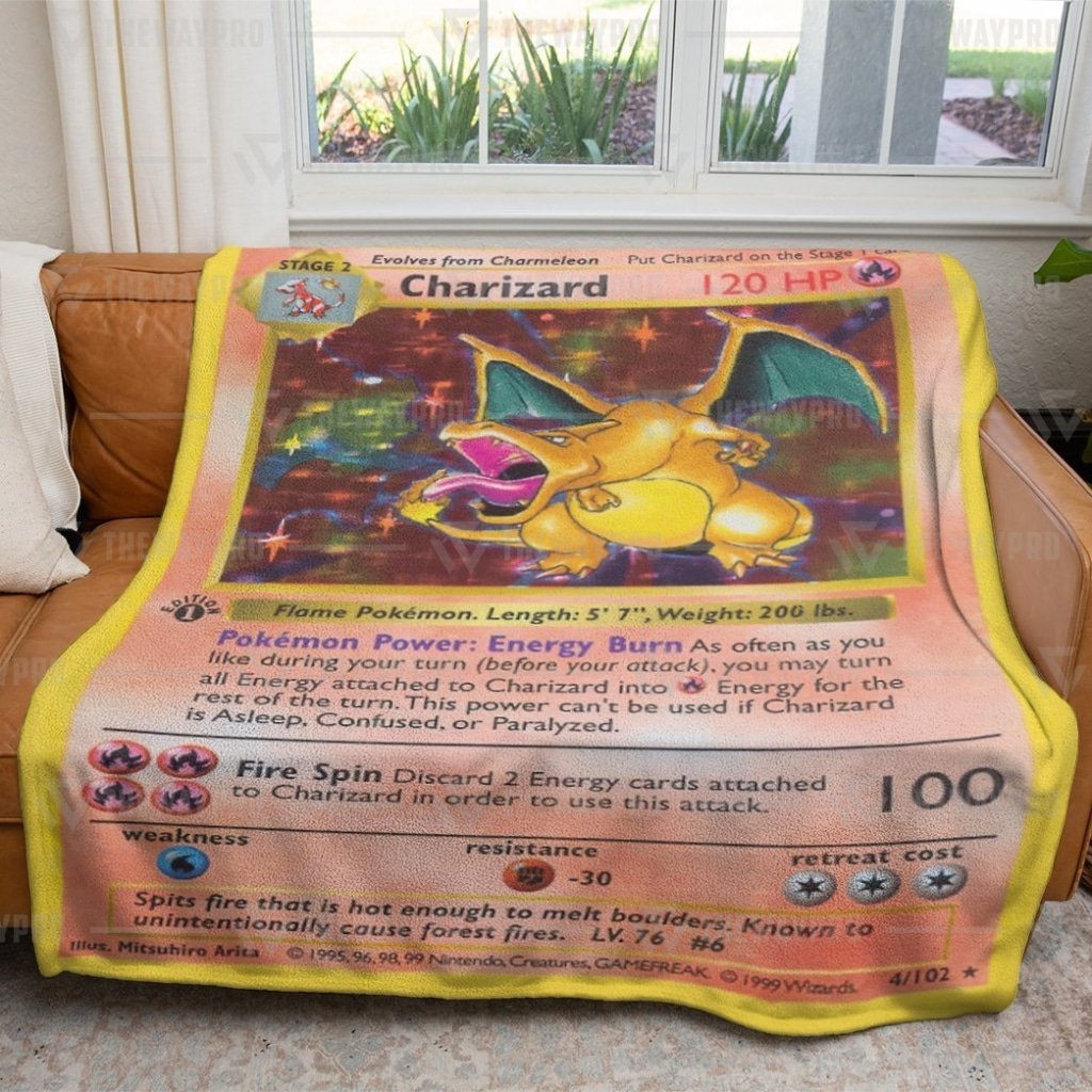 Pkm Charizard Card Custom Soft Blanket