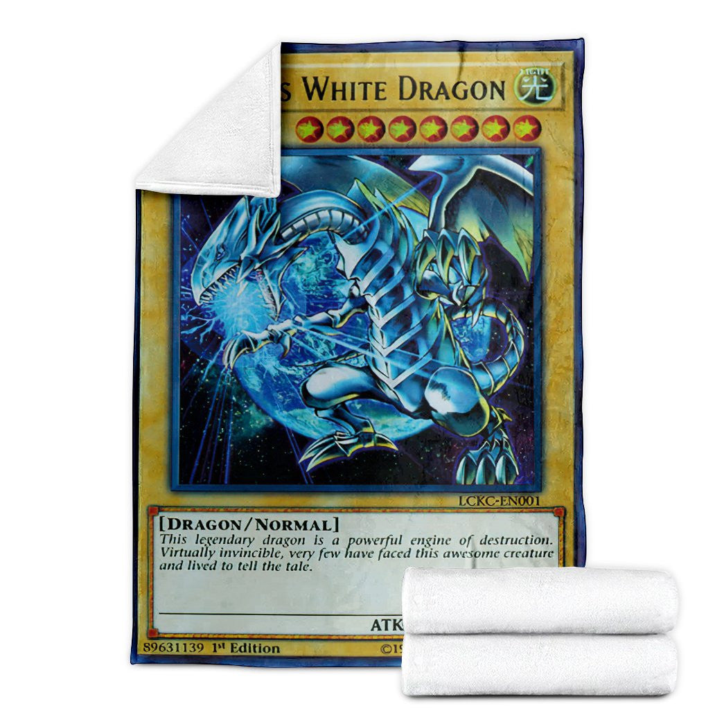 Anime YGO Blue Eyes White Dragon Custom Soft Blanket