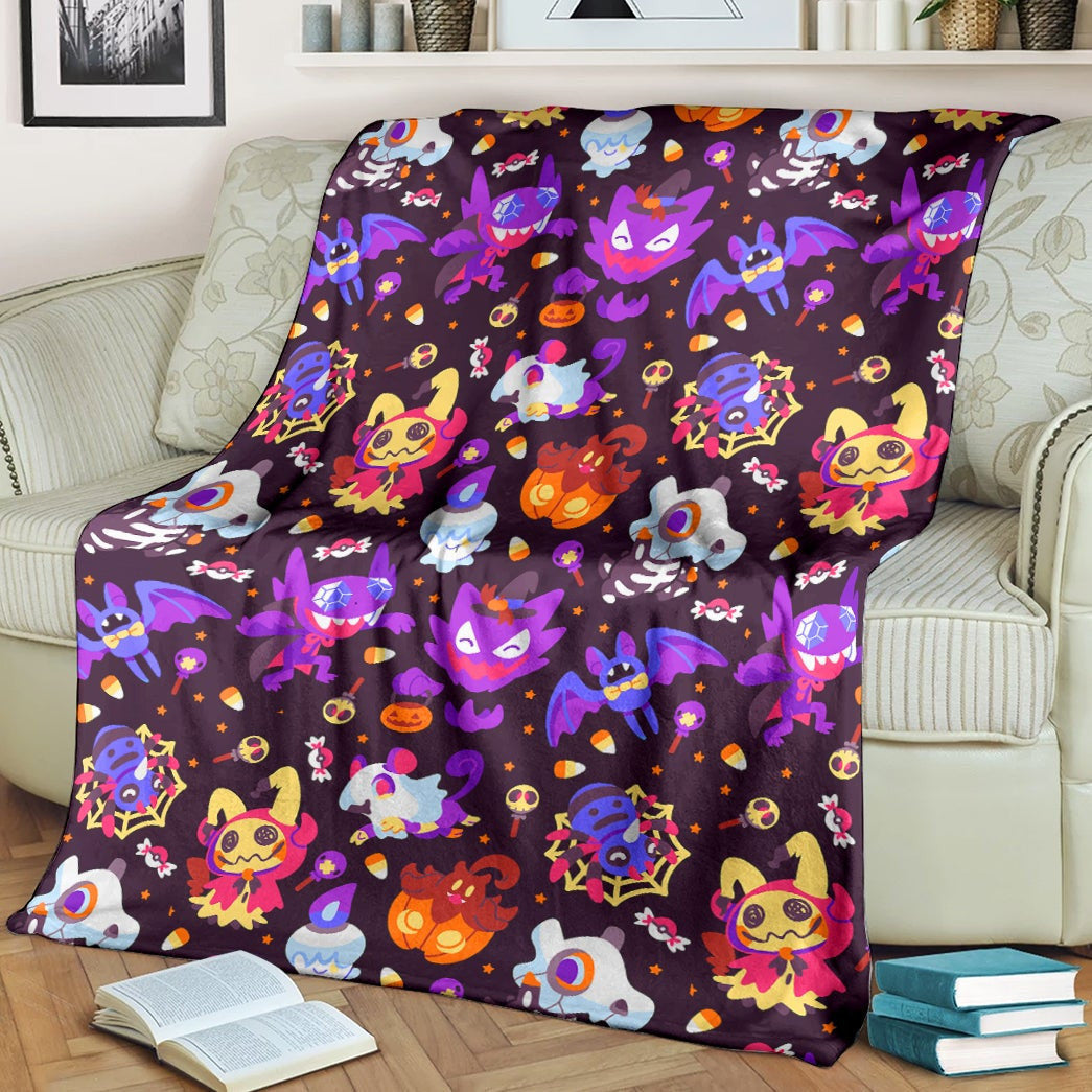 Anime Pkm Trick Or Treat Seamless Pattern Custom Soft Blanket / S/(43X55)