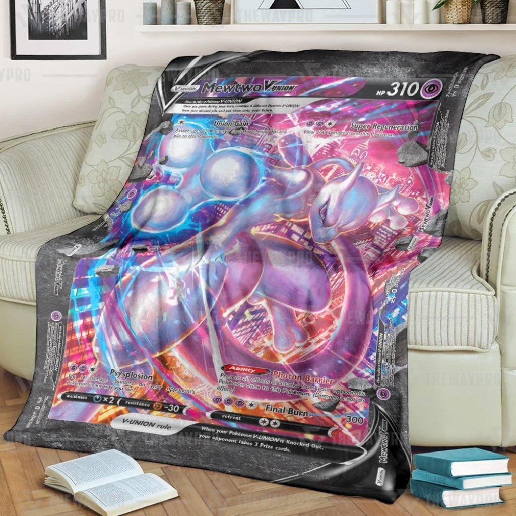 Anime Pkm Mewtwo V Union Custom Soft Blanket / S/(43X55)