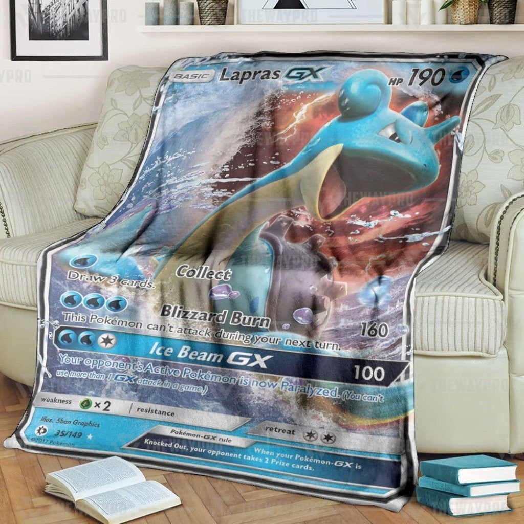 Anime Pkm Lapras Gx Custom Soft Blanket