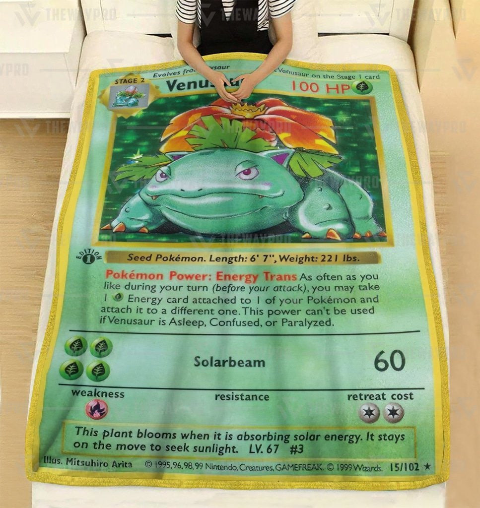 Pkm Venusaur Card Custom Soft Blanket