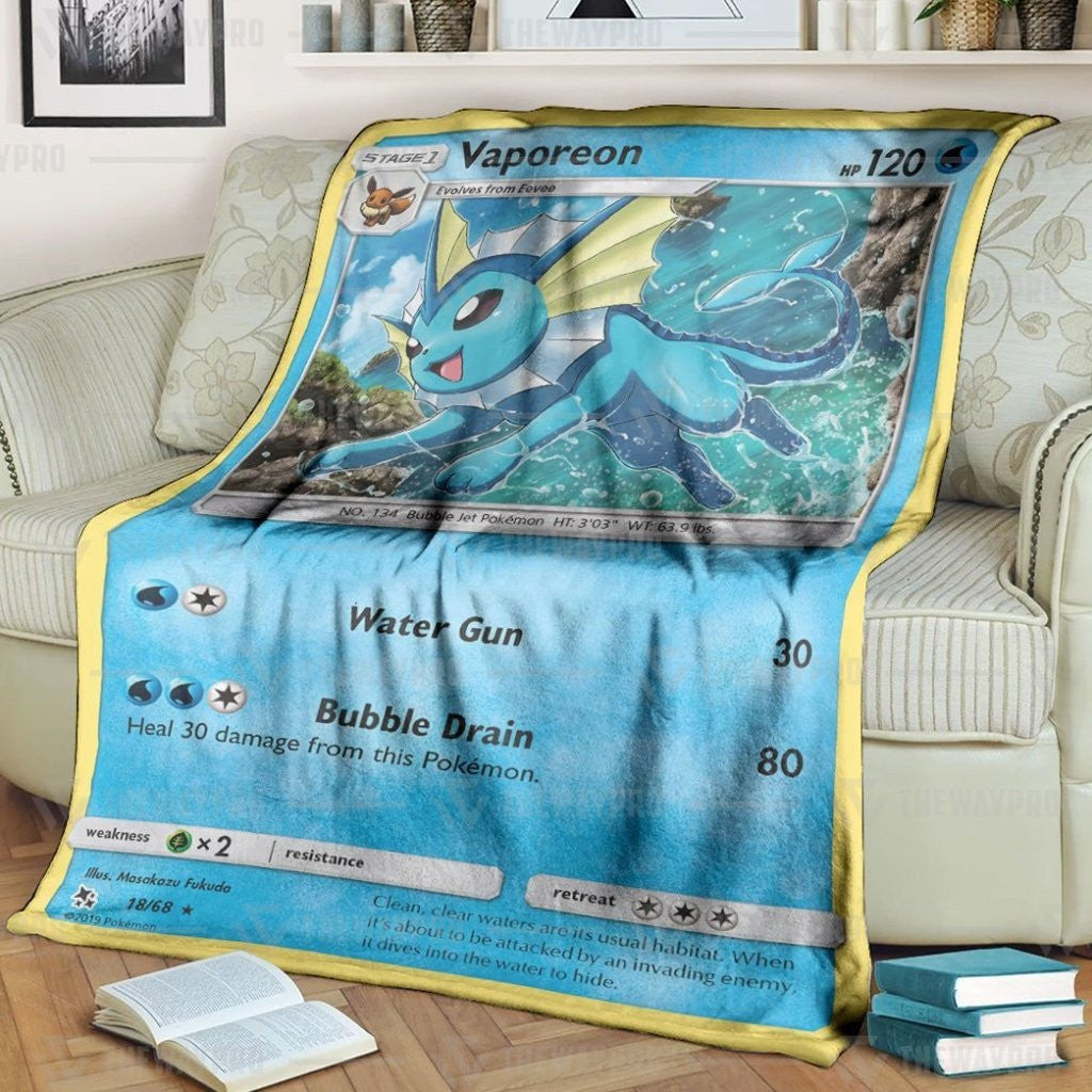 Anime Pkm Vaporeon Hidden Fate Custom Soft Blanket